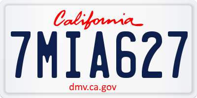 CA license plate 7MIA627