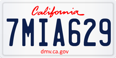 CA license plate 7MIA629