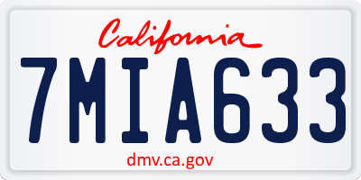 CA license plate 7MIA633