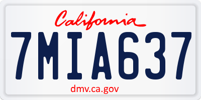 CA license plate 7MIA637