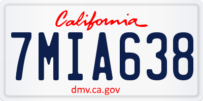 CA license plate 7MIA638