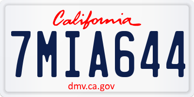 CA license plate 7MIA644