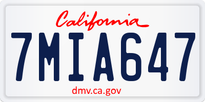 CA license plate 7MIA647