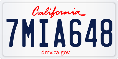 CA license plate 7MIA648