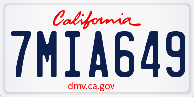 CA license plate 7MIA649