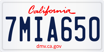 CA license plate 7MIA650