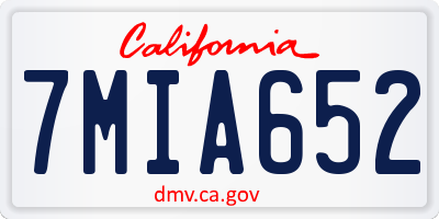 CA license plate 7MIA652