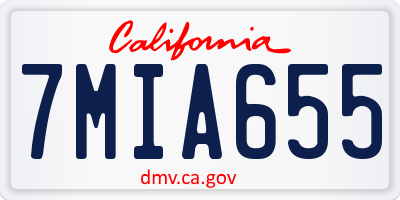 CA license plate 7MIA655