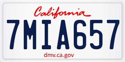 CA license plate 7MIA657