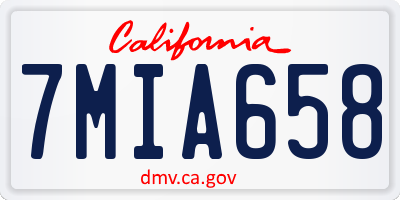 CA license plate 7MIA658