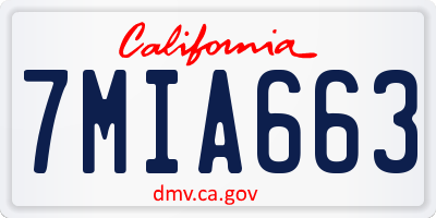 CA license plate 7MIA663