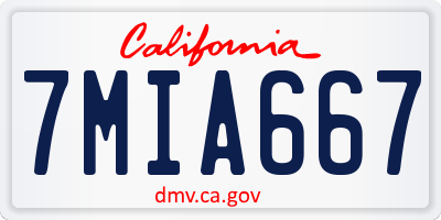 CA license plate 7MIA667