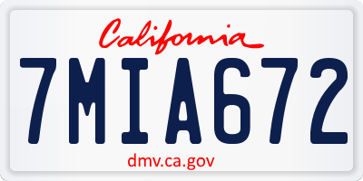 CA license plate 7MIA672