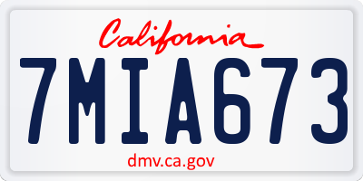 CA license plate 7MIA673