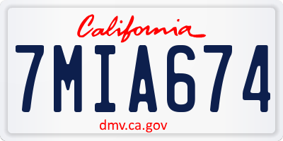 CA license plate 7MIA674