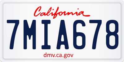CA license plate 7MIA678