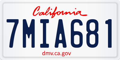 CA license plate 7MIA681