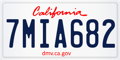 CA license plate 7MIA682