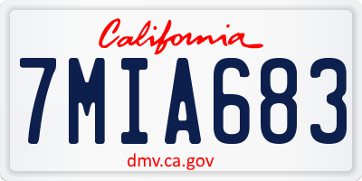 CA license plate 7MIA683