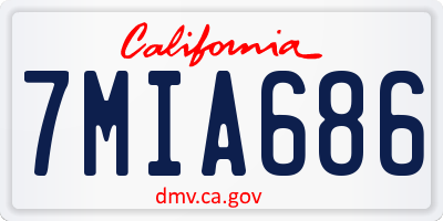 CA license plate 7MIA686