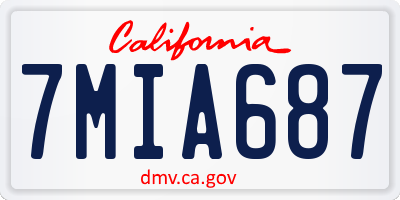 CA license plate 7MIA687