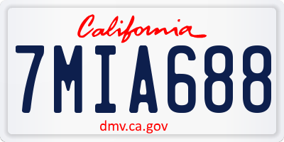 CA license plate 7MIA688