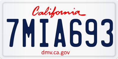 CA license plate 7MIA693