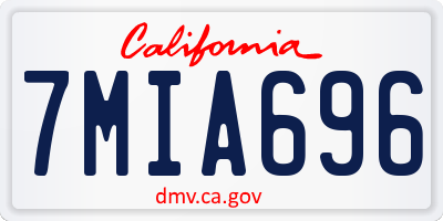 CA license plate 7MIA696
