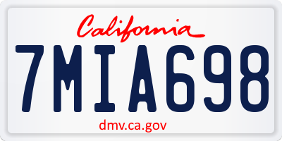 CA license plate 7MIA698