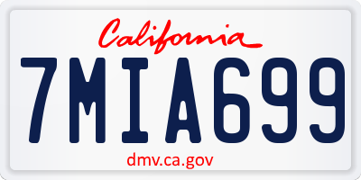 CA license plate 7MIA699