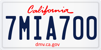 CA license plate 7MIA700