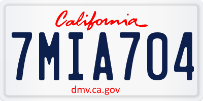 CA license plate 7MIA704