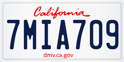 CA license plate 7MIA709