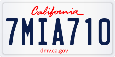 CA license plate 7MIA710