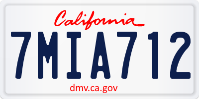 CA license plate 7MIA712