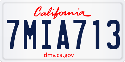 CA license plate 7MIA713