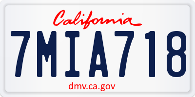 CA license plate 7MIA718