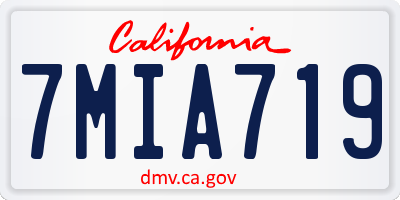 CA license plate 7MIA719