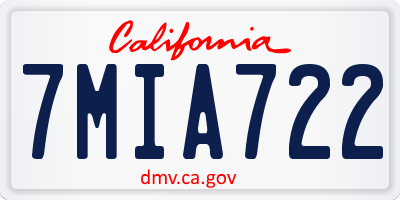 CA license plate 7MIA722