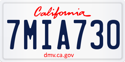 CA license plate 7MIA730