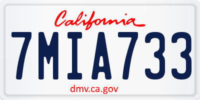 CA license plate 7MIA733