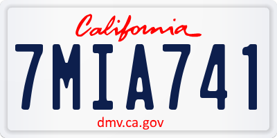 CA license plate 7MIA741