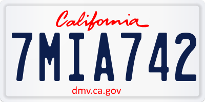 CA license plate 7MIA742