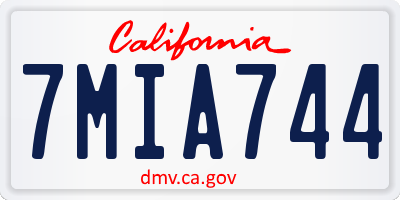 CA license plate 7MIA744