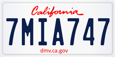 CA license plate 7MIA747