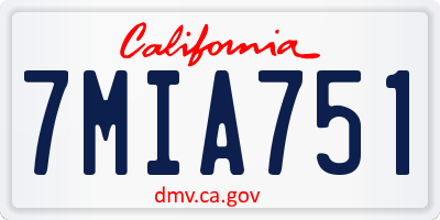 CA license plate 7MIA751