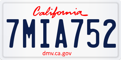 CA license plate 7MIA752