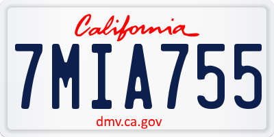 CA license plate 7MIA755