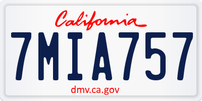 CA license plate 7MIA757