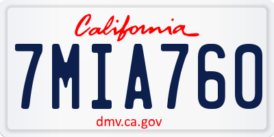 CA license plate 7MIA760